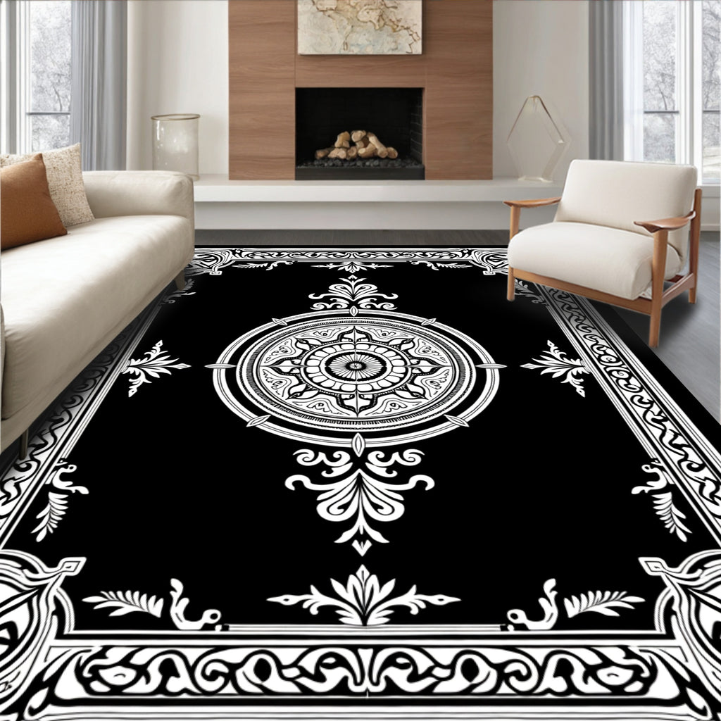 Intricate Mandala Border Design Rug