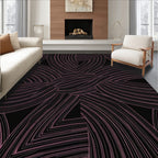 Abstract Pink Black Swirl Design Rug