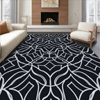 Monochromatic Floral Arabesque Pattern Rug