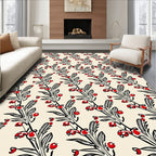 Red Berry Branch Pattern Rug