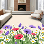 Whimsical Meadow Floral Garden Pattern Rug