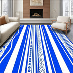 Elegant Blue White Stripe Pattern Rug