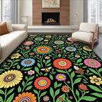 Whimsical Floral Bee Garden Pattern Rug