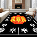 Red and Yellow Lantern Snowflake Frame Rug