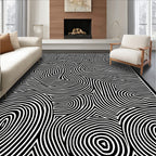Abstract Black White Swirling Lines Rug