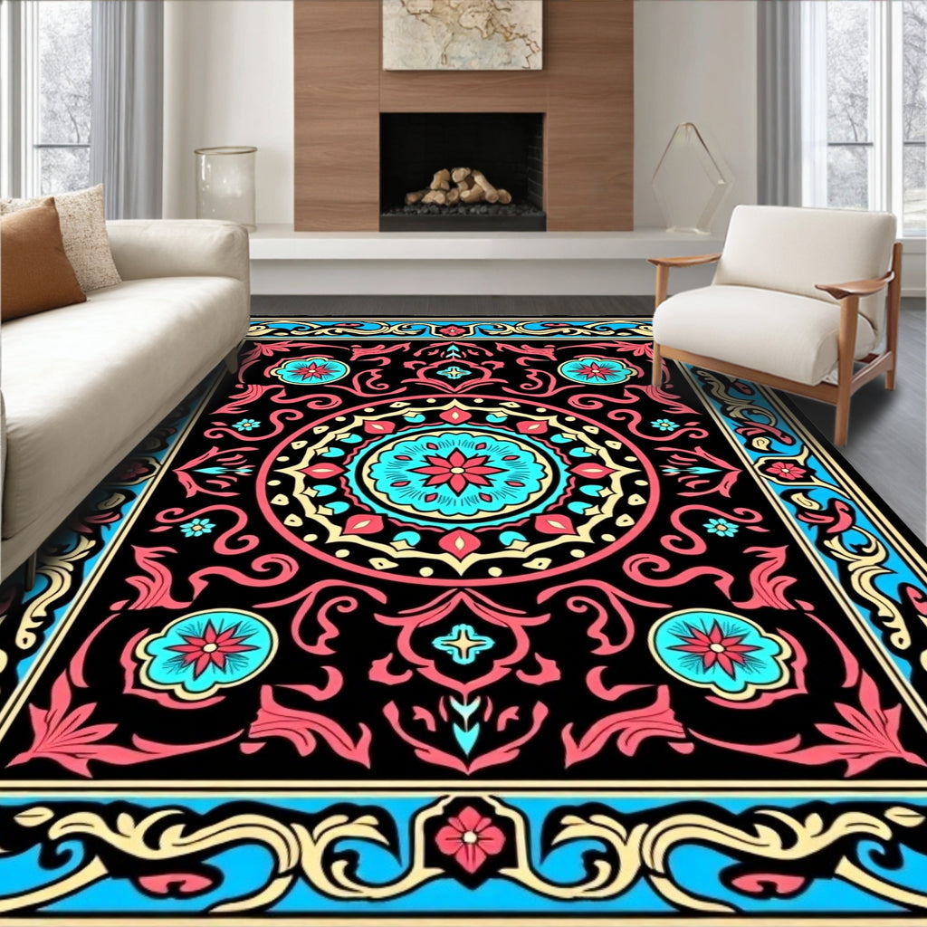 Bold Floral Medallion Pattern Rug