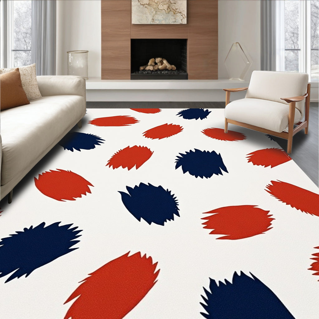 Abstract Brushstroke Red Blue Pattern Rug