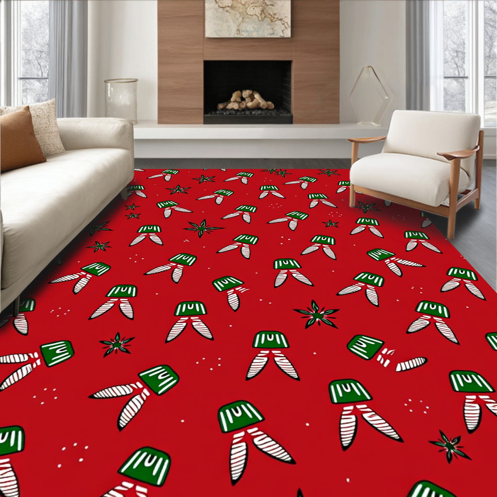 Crimson Festive Starburst Legs Rug