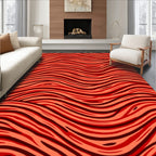 Bold Red Wavy Stripes Rug