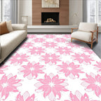 Pink Floral Patterned Abstract Design Rug