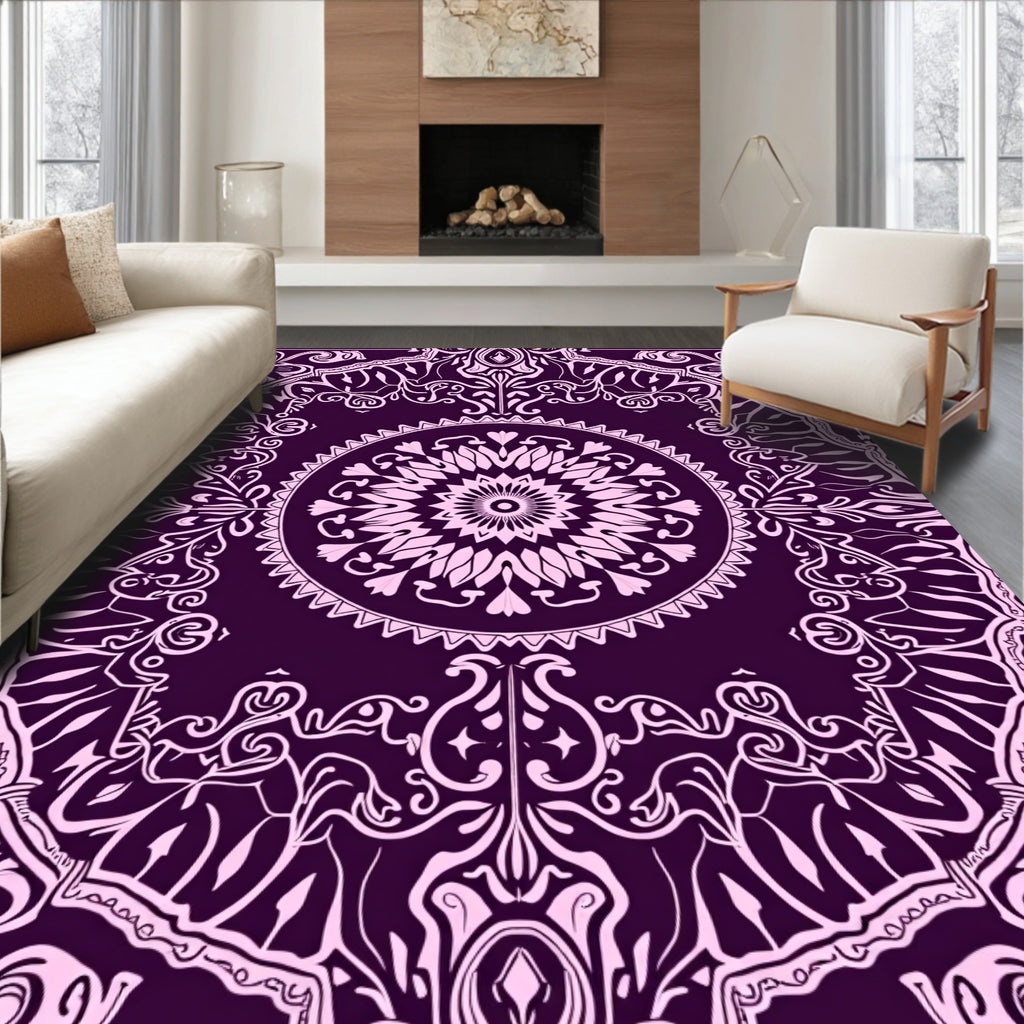 Delicate Floral Medallion Mandala Pattern Rug