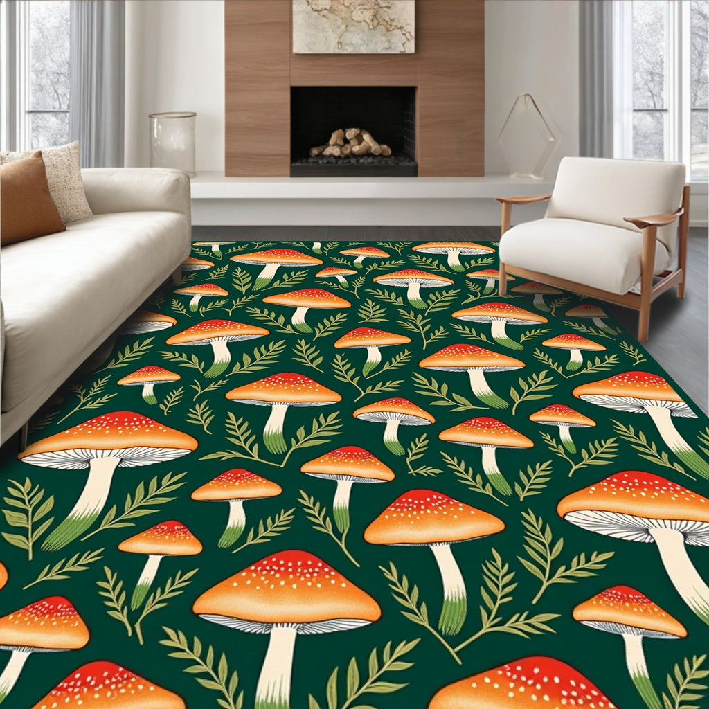 Mushroom Forest Pattern Design Rug