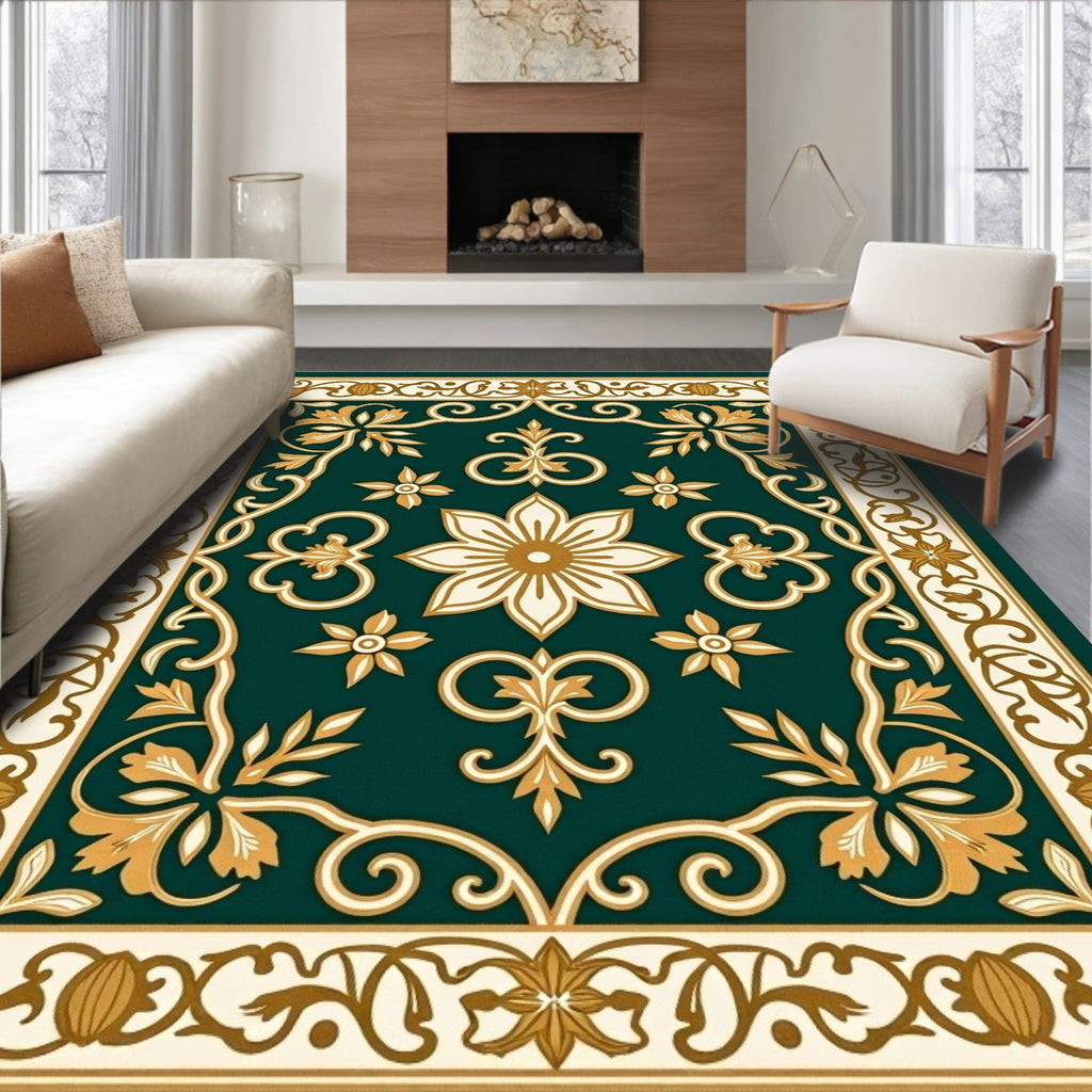 Ornate Floral Scroll Pattern Rug