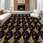 Golden Ferns With Pink Splatters Rug