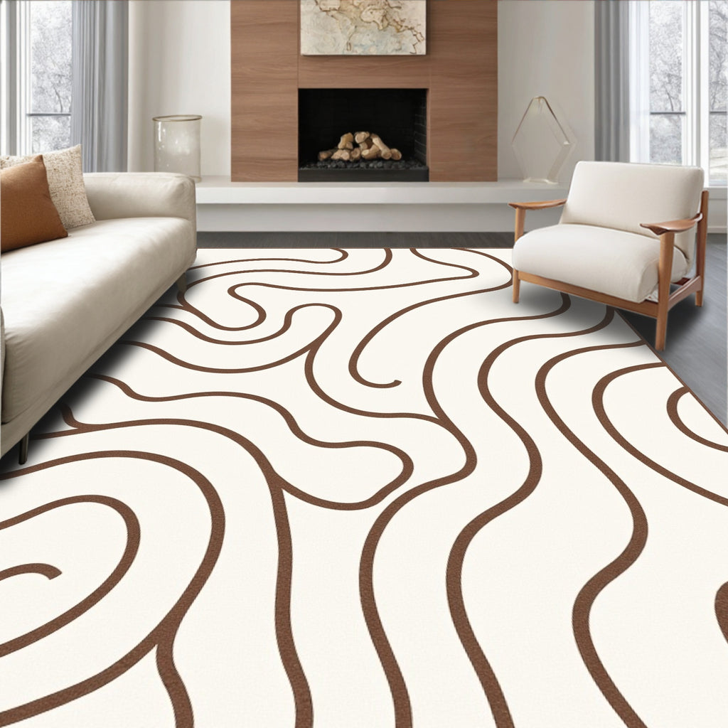 Organic Swirls Brown Cream Rug