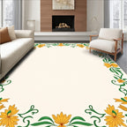 Golden Floral Scroll Border Rug