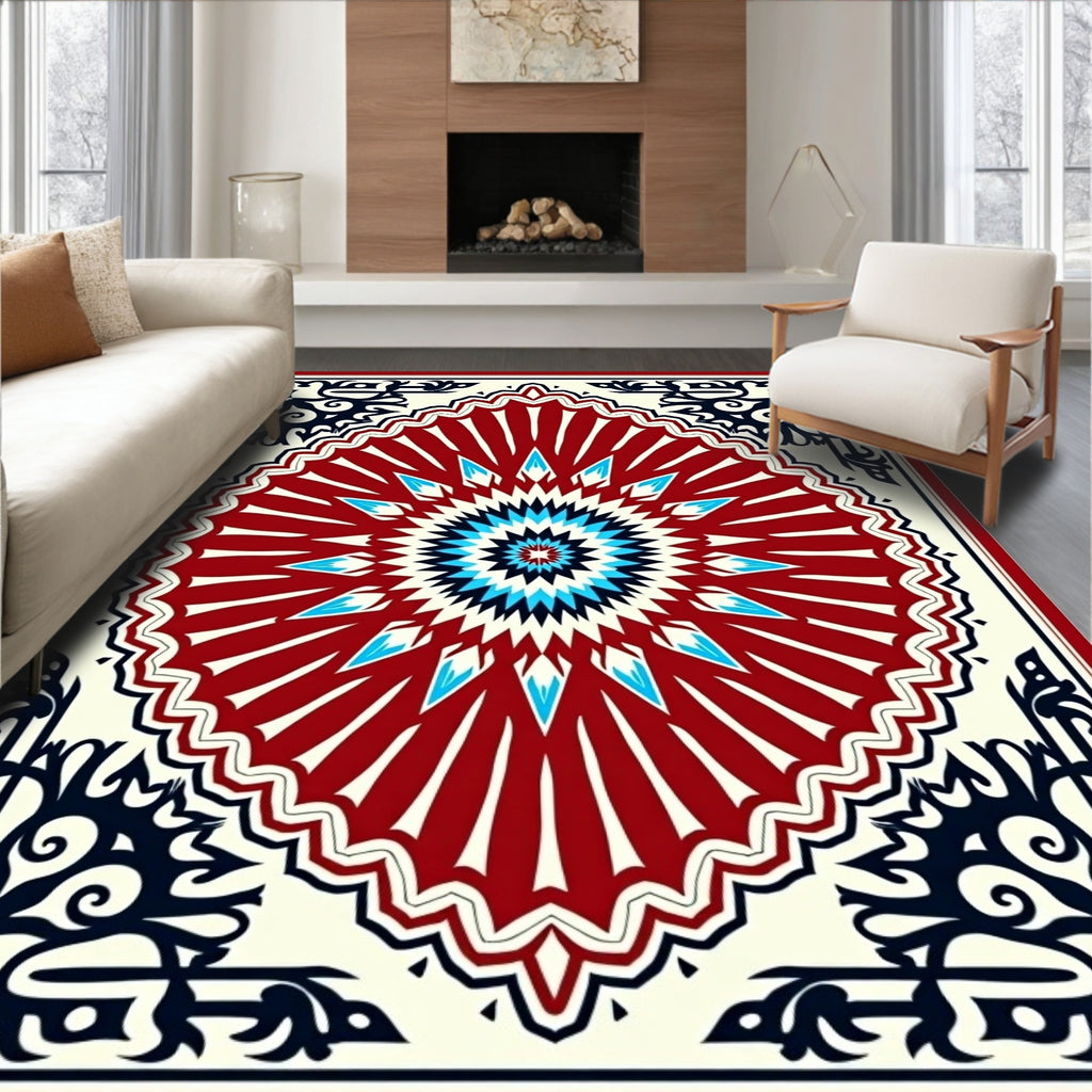Radiant Starburst Geometric Medallion Design Rug