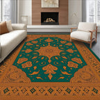 Emerald Orange Floral Medallion Rug