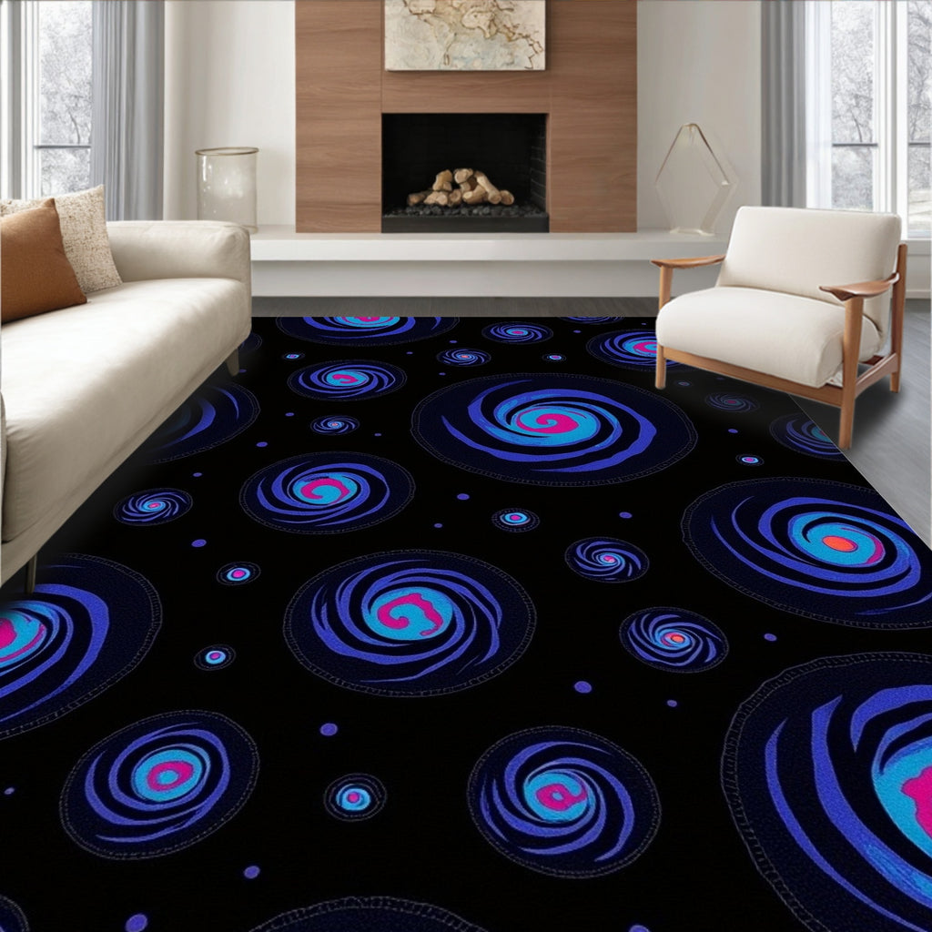 Cosmic Galaxy Swirl Pattern Rug