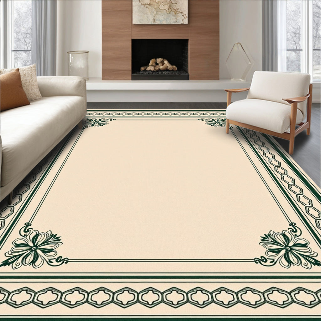 Classic Floral Geometric Border Design Rug