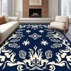 Navy Floral Classic Art Deco Rug