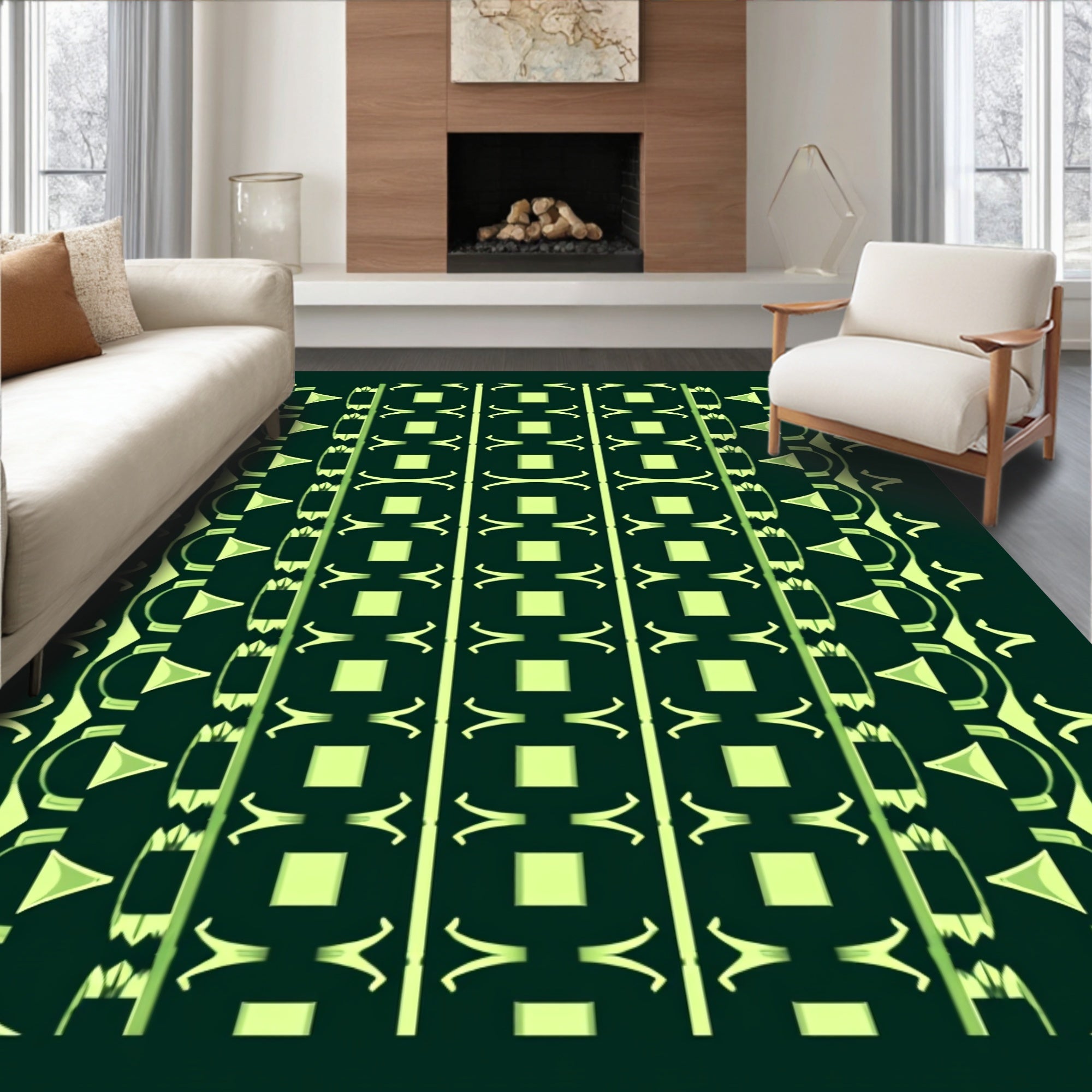 Geometric Lattice Patterned Rug