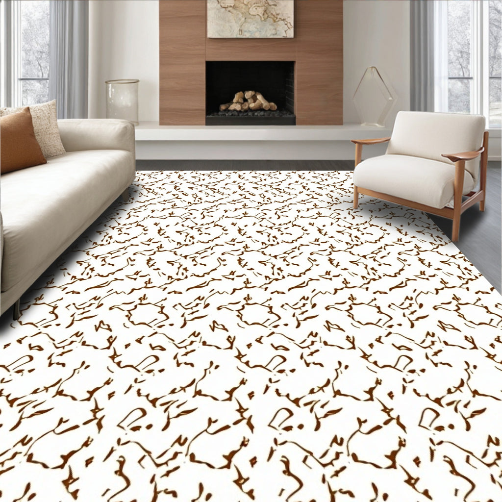 Brown Abstract Scribble Pattern Rug