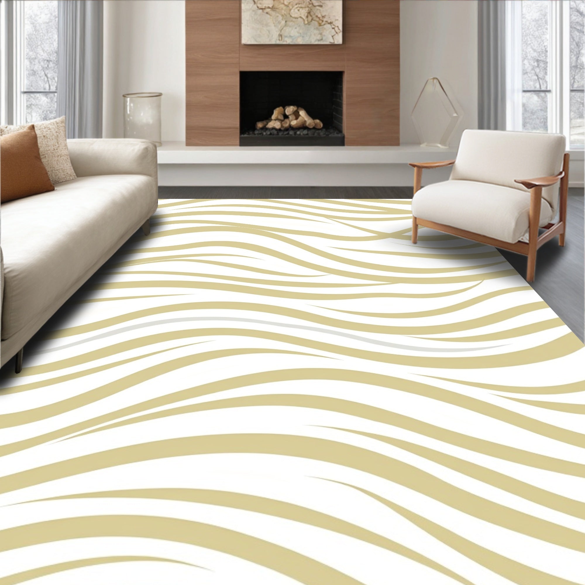 Modern Abstract Swirling Lines Rug