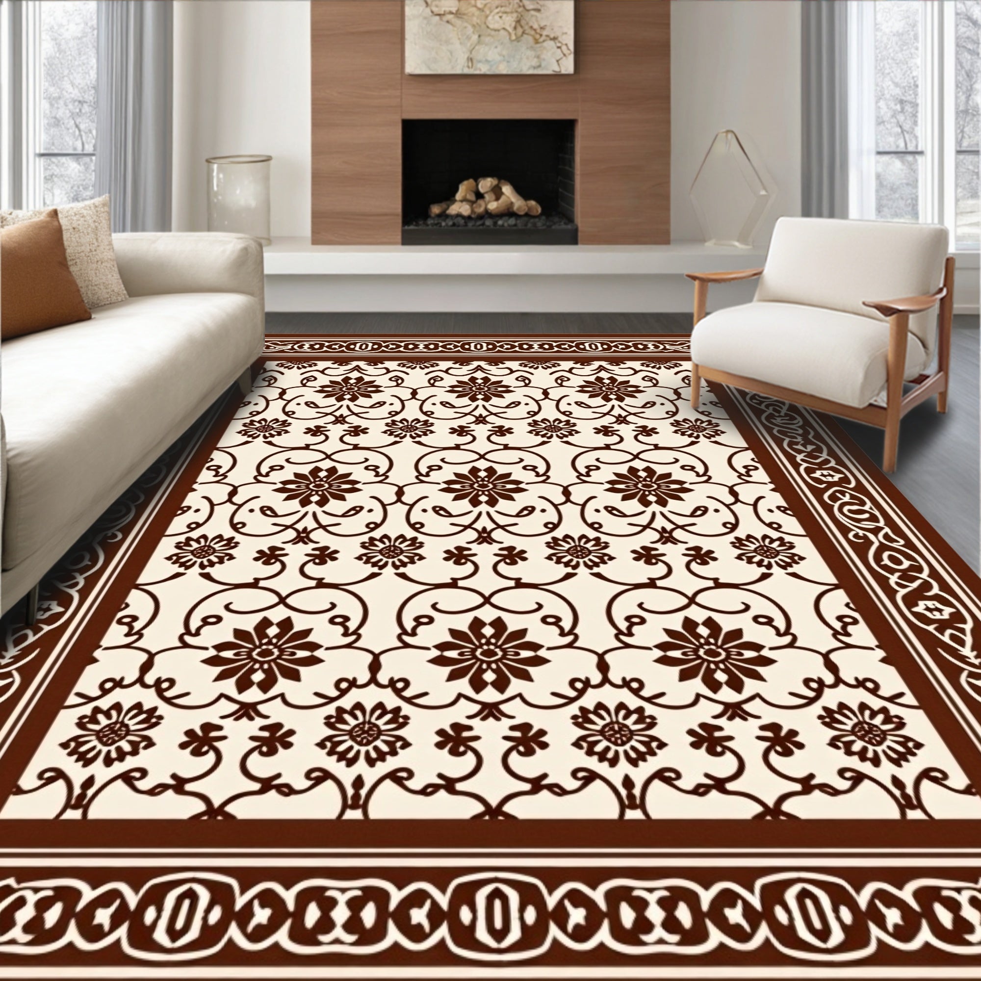 Ornate Floral Vines Pattern Rug