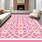 Pink Floral Lattice Pattern Rug