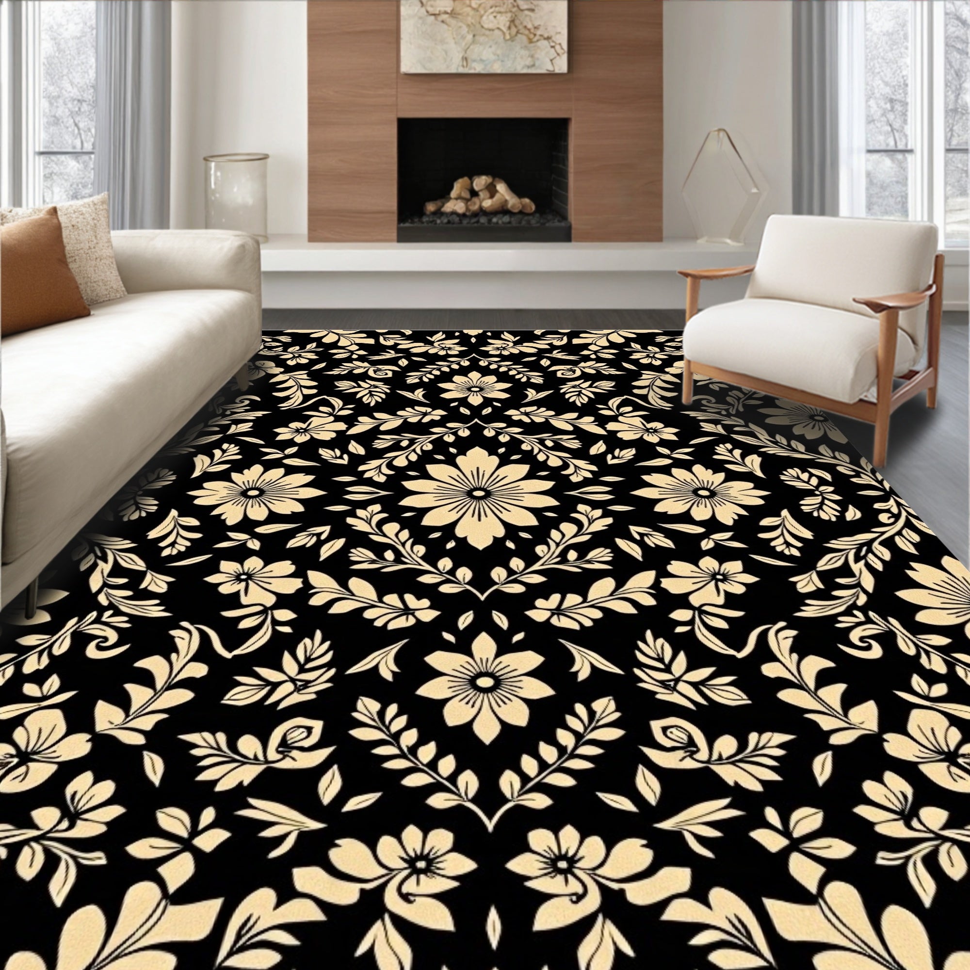 Vintage Floral Damask Pattern Rug