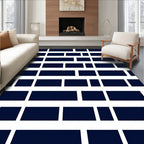 Navy Brick Pattern Modern Rug