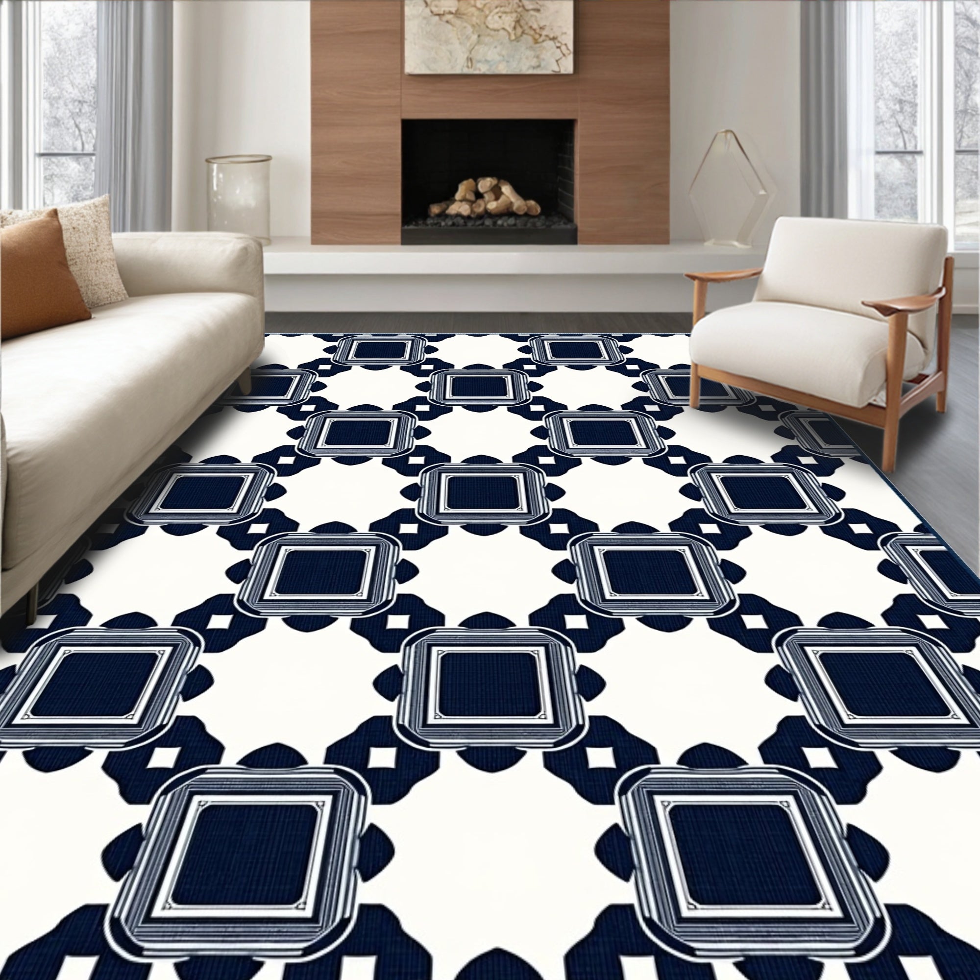 Classic Square With Motif Design Rug
