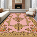 Ornate Floral Scrollwork Pink Rug