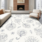 Feather Floral Line Art Pattern Rug