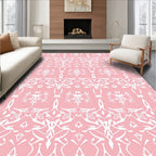 White Art Nouveau Floral Pattern Rug