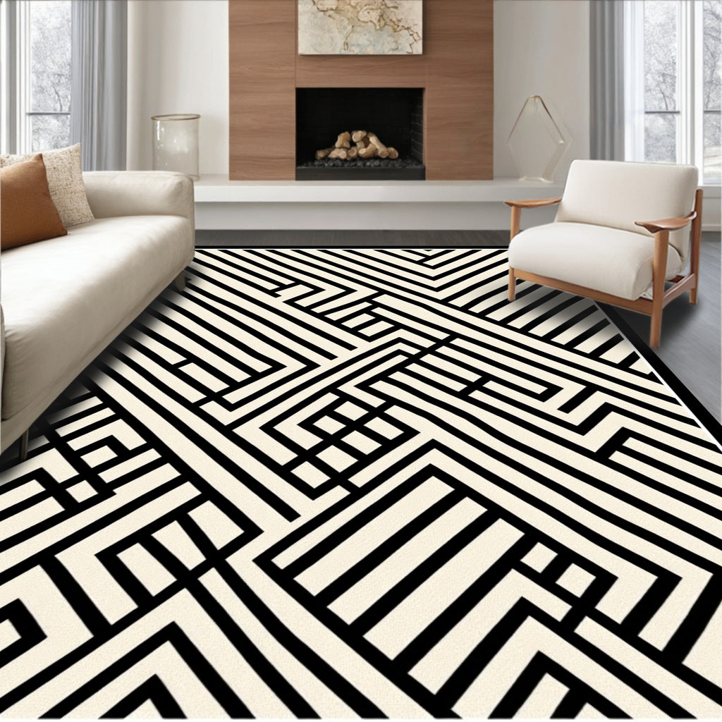 Bold Abstract Geometric Stripe Rug