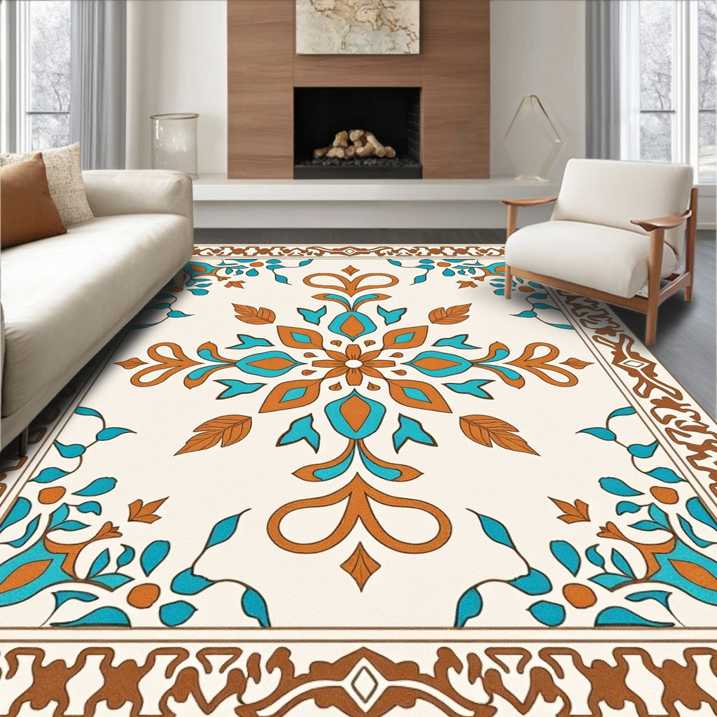 Ornate Floral Medallion Pattern Area Rug