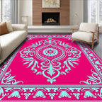 Vibrant Floral Scroll Pattern Rug