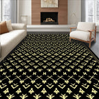 Elegant Black Gold Geometric Pattern Rug