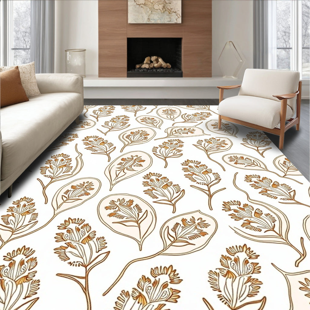 Botanical Branch Outline Pattern Rug