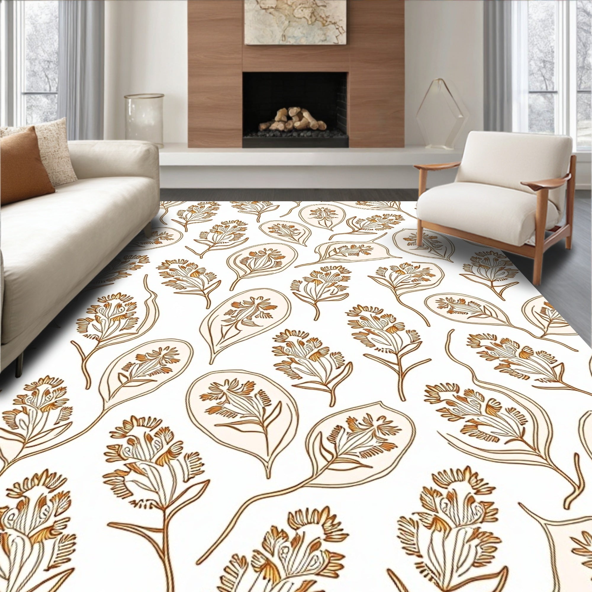 Botanical Branch Outline Pattern Rug