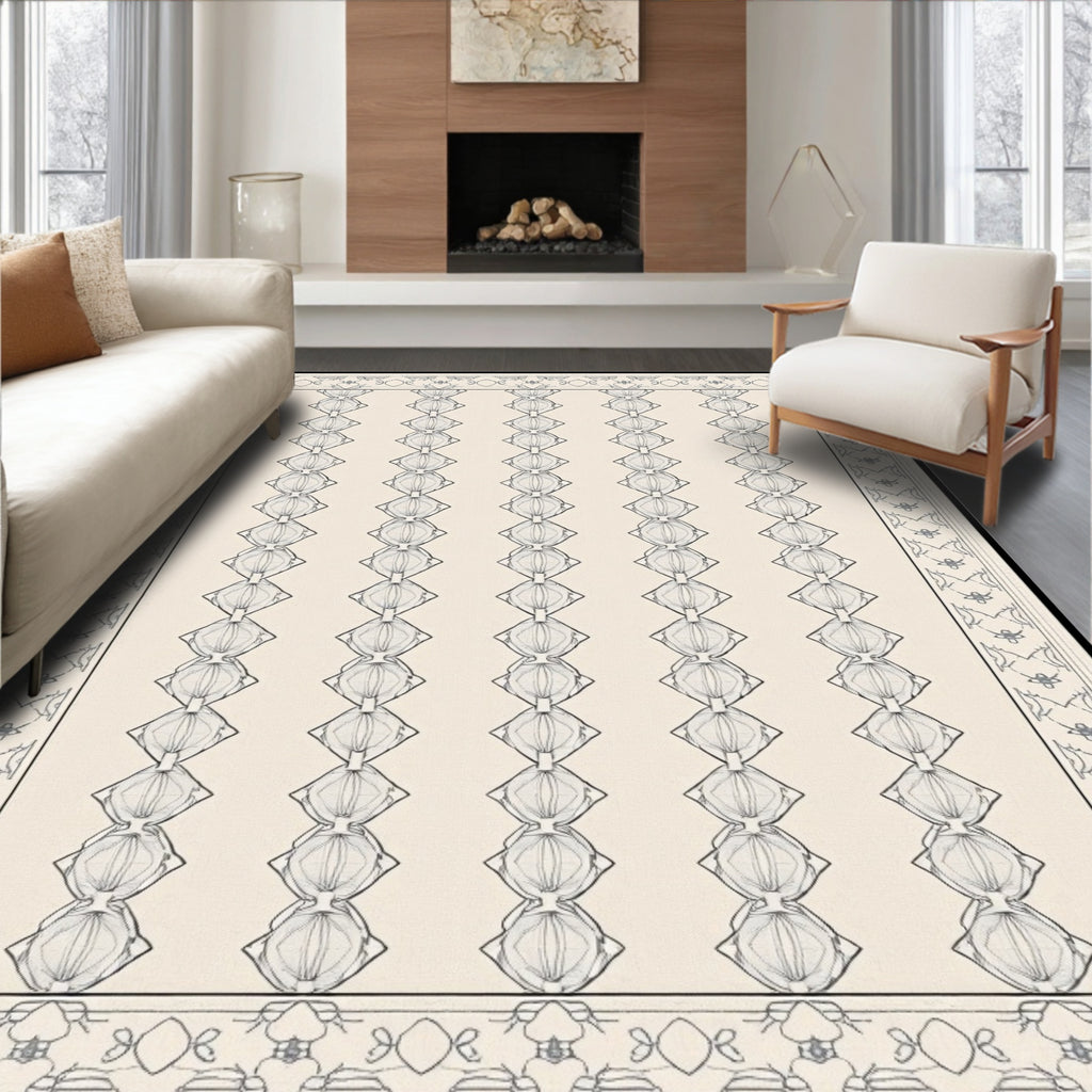 Creamy Diamond Vertical Pattern Rug