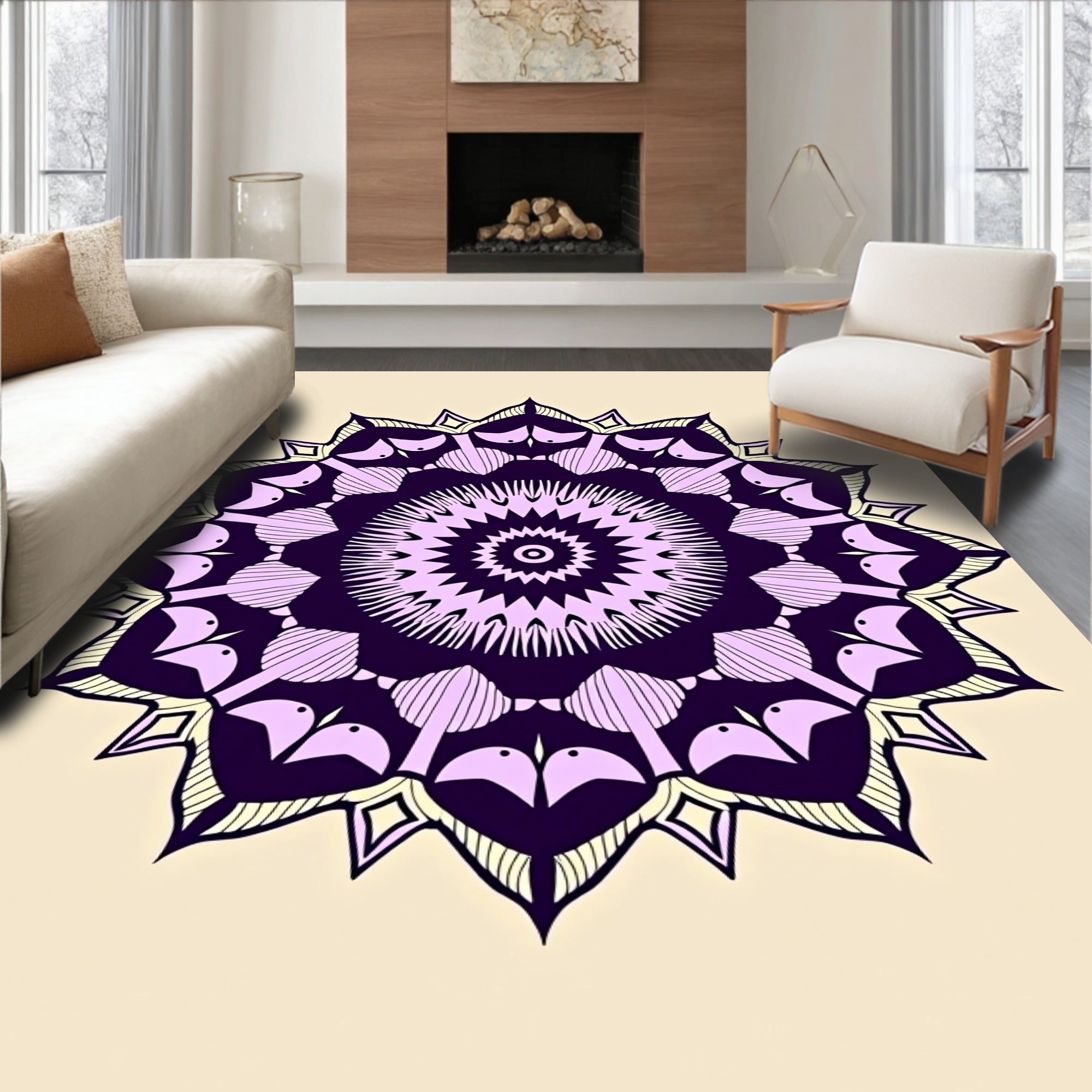 Intricate Mandala Floral Pattern Rug