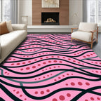 Pink Wave Dots Pattern Design Rug