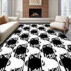 Black and White Geometric Striped Design Rug
