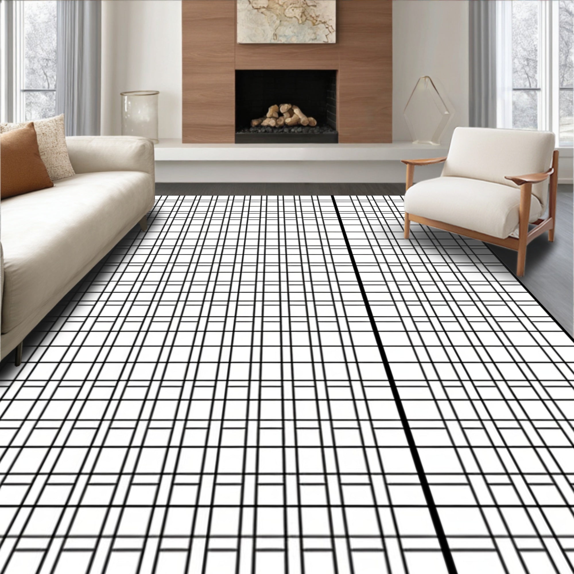 Classic Grid Pattern Design Rug