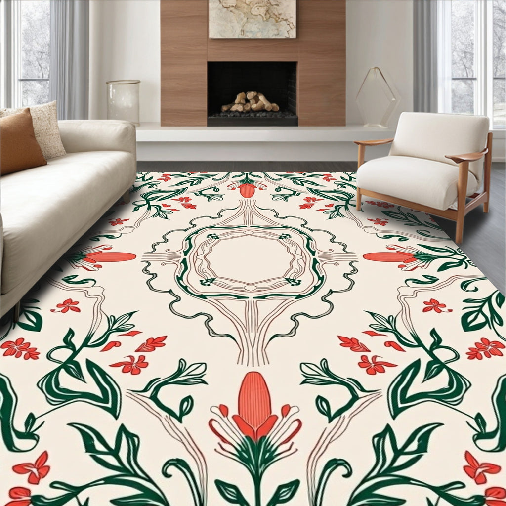 Art Nouveau Floral Vines Pattern Rug