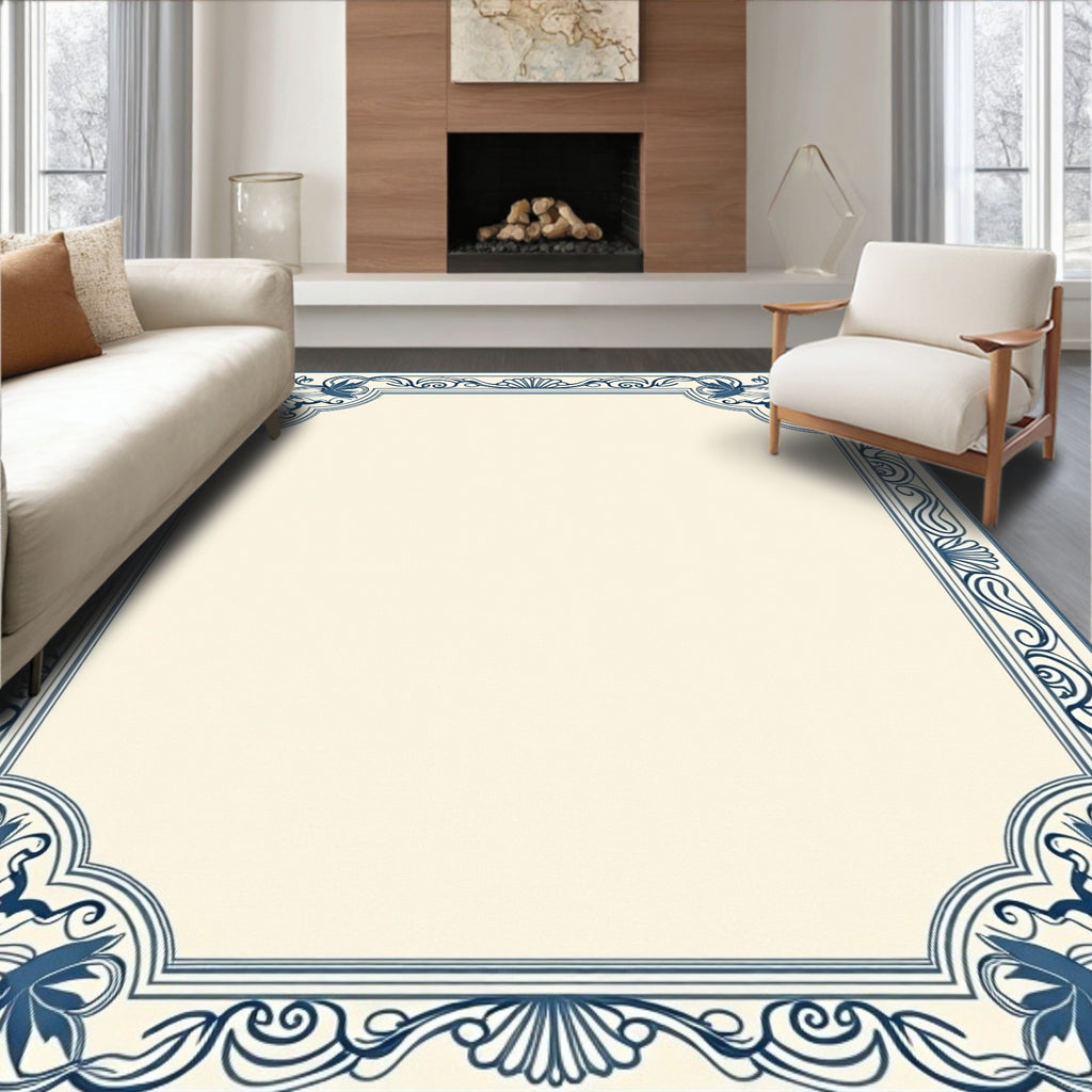 Floral Scrollwork Border Design Rug