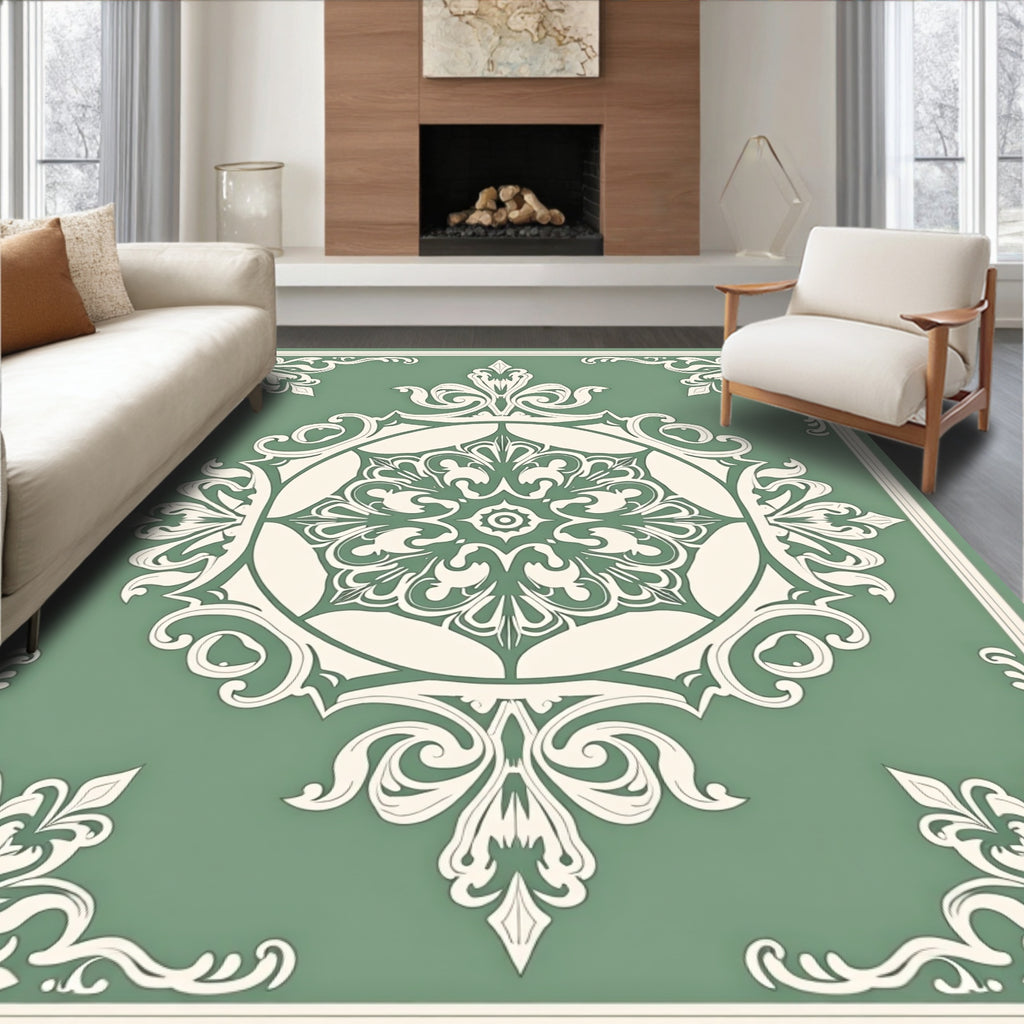 Elegant Damask Floral Medallion Rug